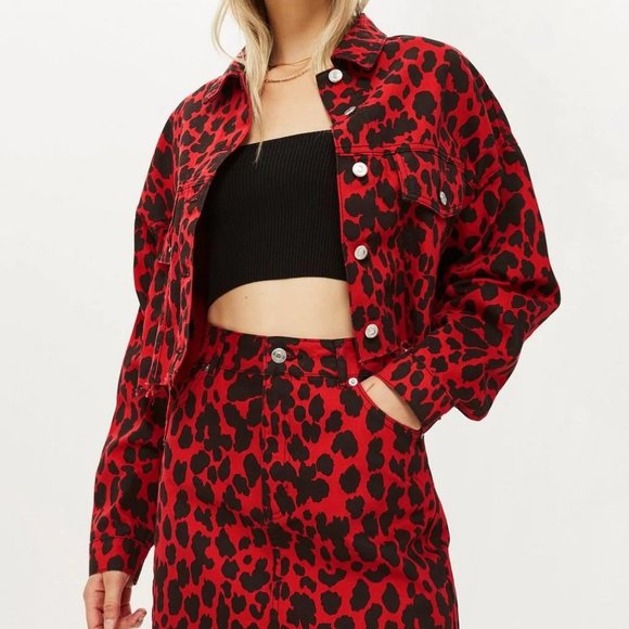 Topshop Moto Jacket - Red Cheetah - NWT - Picture 1 of 4